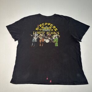 Junk‎ Food Beatles T-Shirt Men's XXL Black St. Peppers Lonely Hearts Distressed